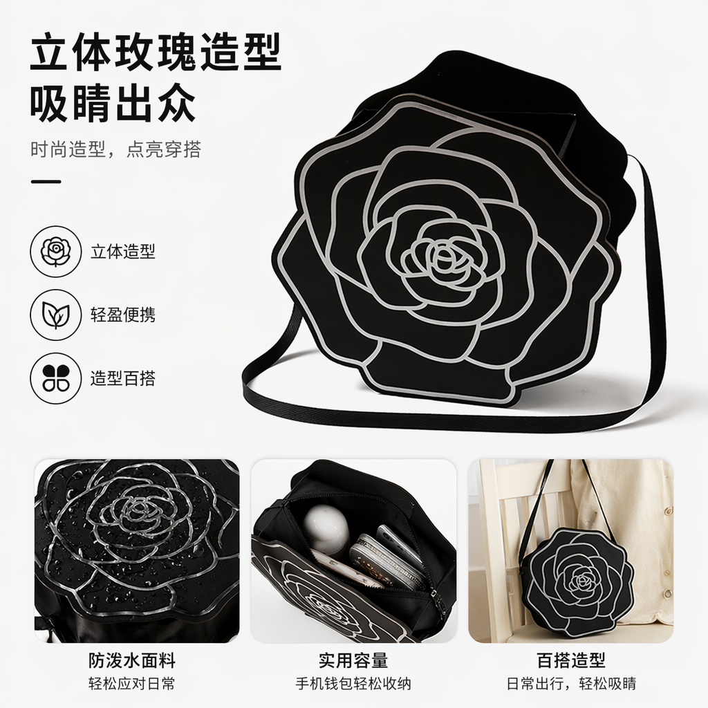 黑色玫瑰图案立体装饰品
