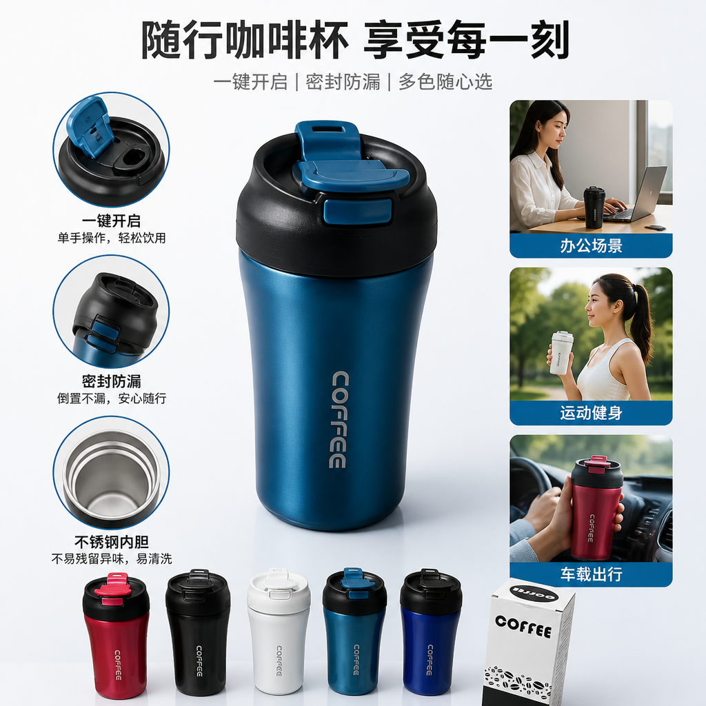 Five-color gradient insulated cup, 316 medical-grade stainless steel vacuum insulated office water cup