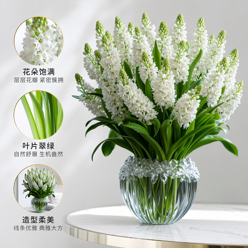 白色风信子花束鲜花包邮精致礼盒装春季限定