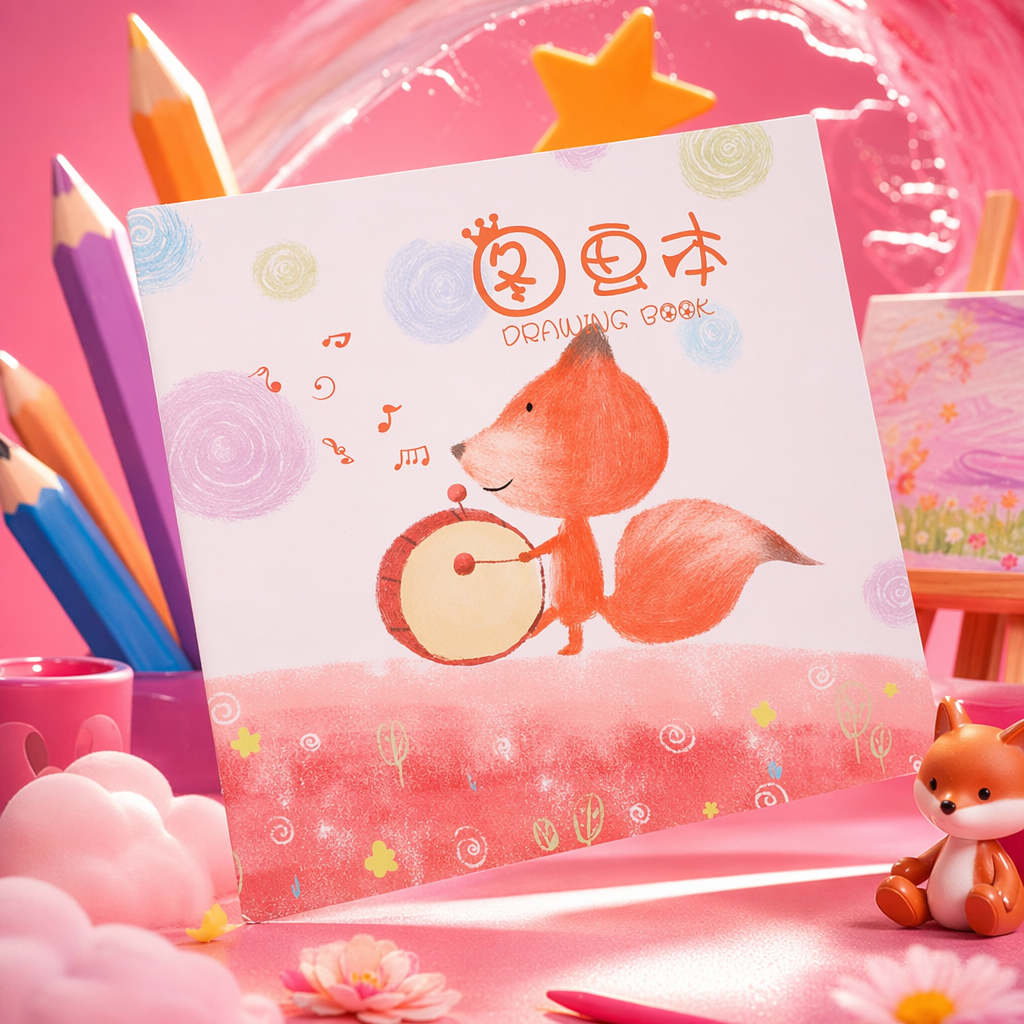 The cover design of the orange fox drumming painting book and the outer cover of the children's creative graffiti book Specification image