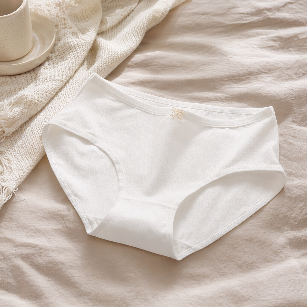 Pure cotton white underwear for women, basic style, comfortable, breathable, seamless and simple daily underwear details Picture