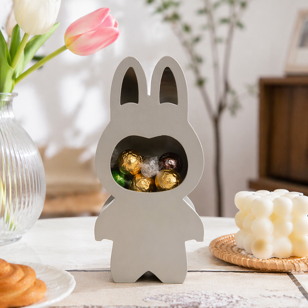 Beige rabbit-shaped ceramic decorative items for home decoration, living room, bedroom, and desktop storage details Picture