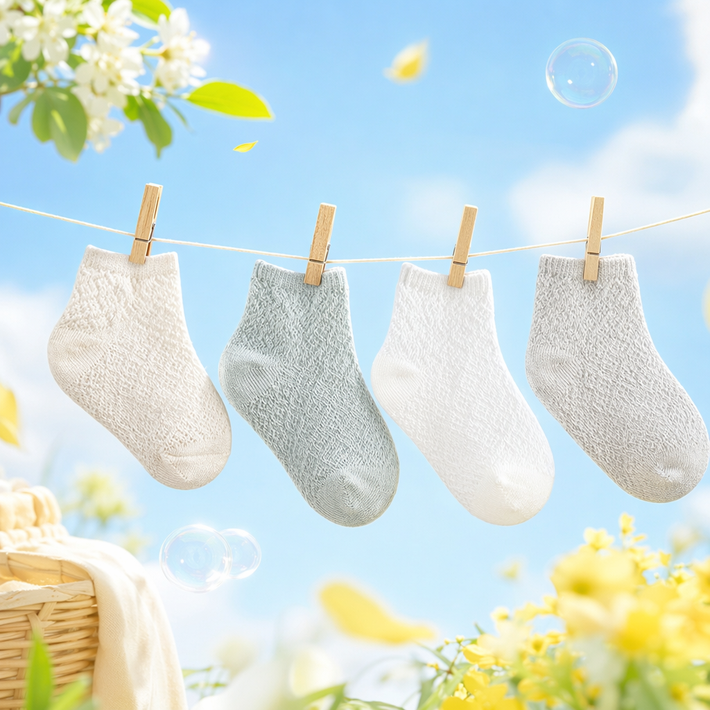 Four pairs of light-colored checkered socks made of pure cotton, sweat-absorbing and breathable, for both men and women Specification image