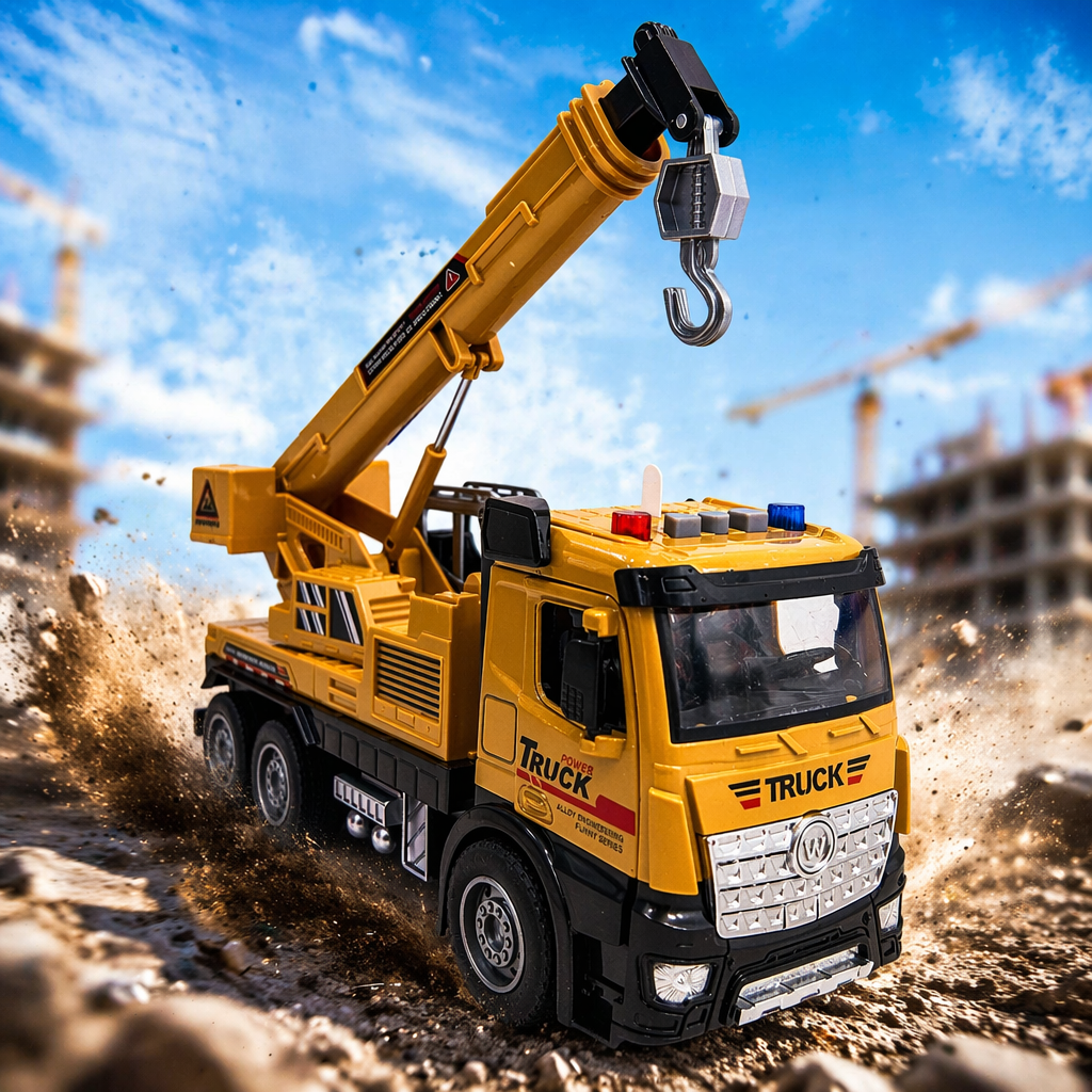 ويمكن للرافعة الهندسية الصفراء، وهي أطفال سيارات أطفال، أن تعمل بالأذرع الآلية Specification image