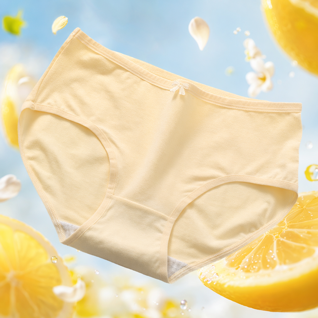 Light yellow pure cotton men's underwear with flat corners, comfortable and breathable basic style Specification image