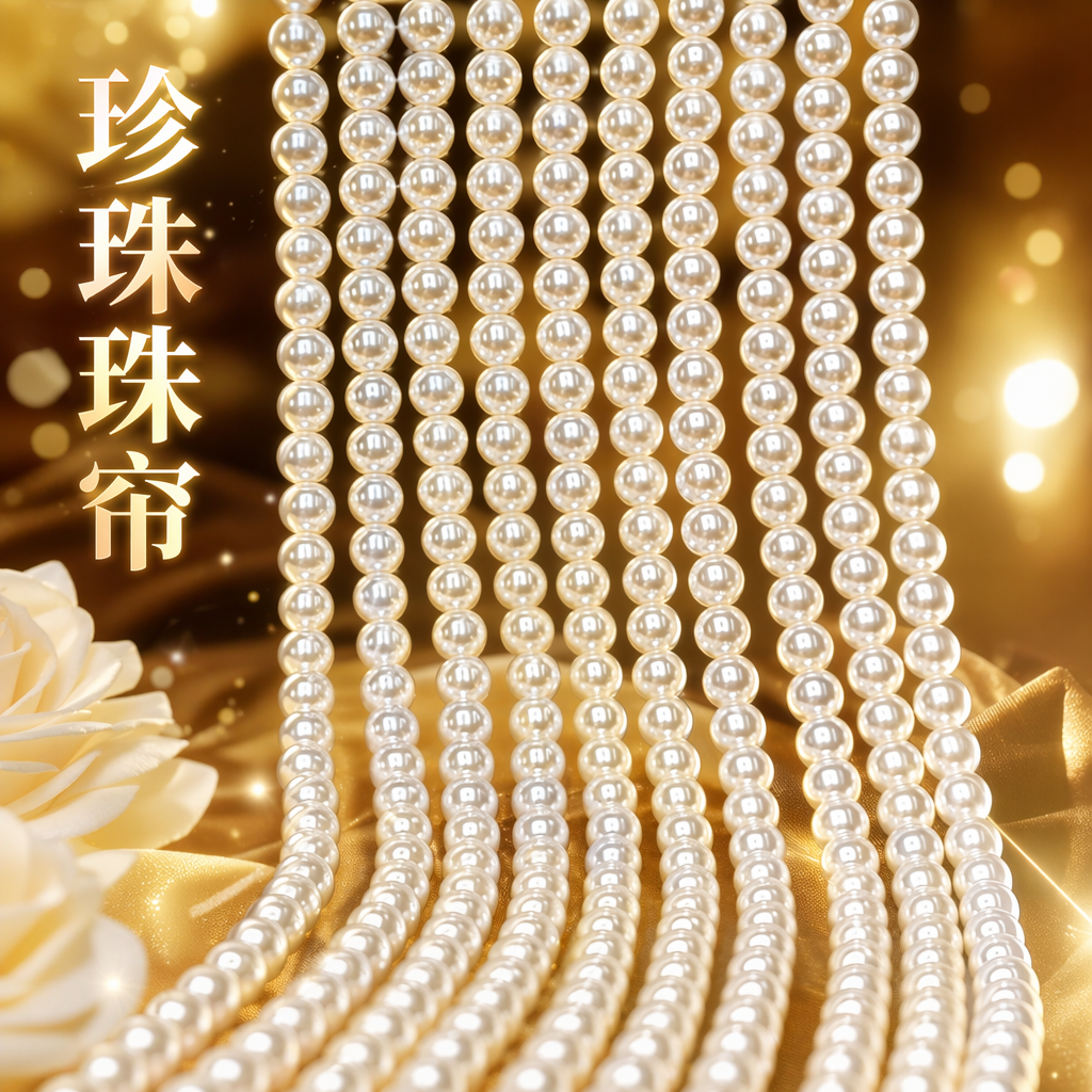 米白色珍珠项链串链天然淡水珍珠配饰 Specification image
