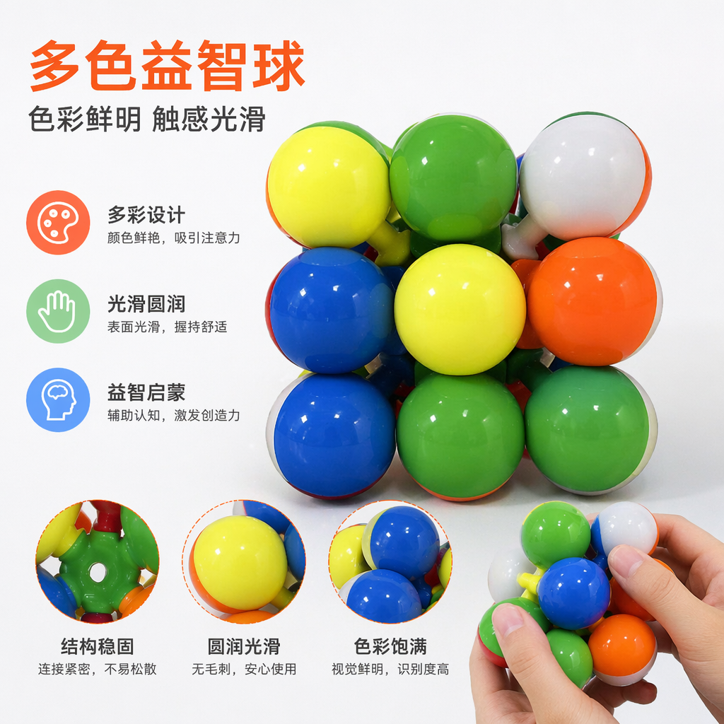 彩色球形拼接玩具益智儿童早教创意组合套装