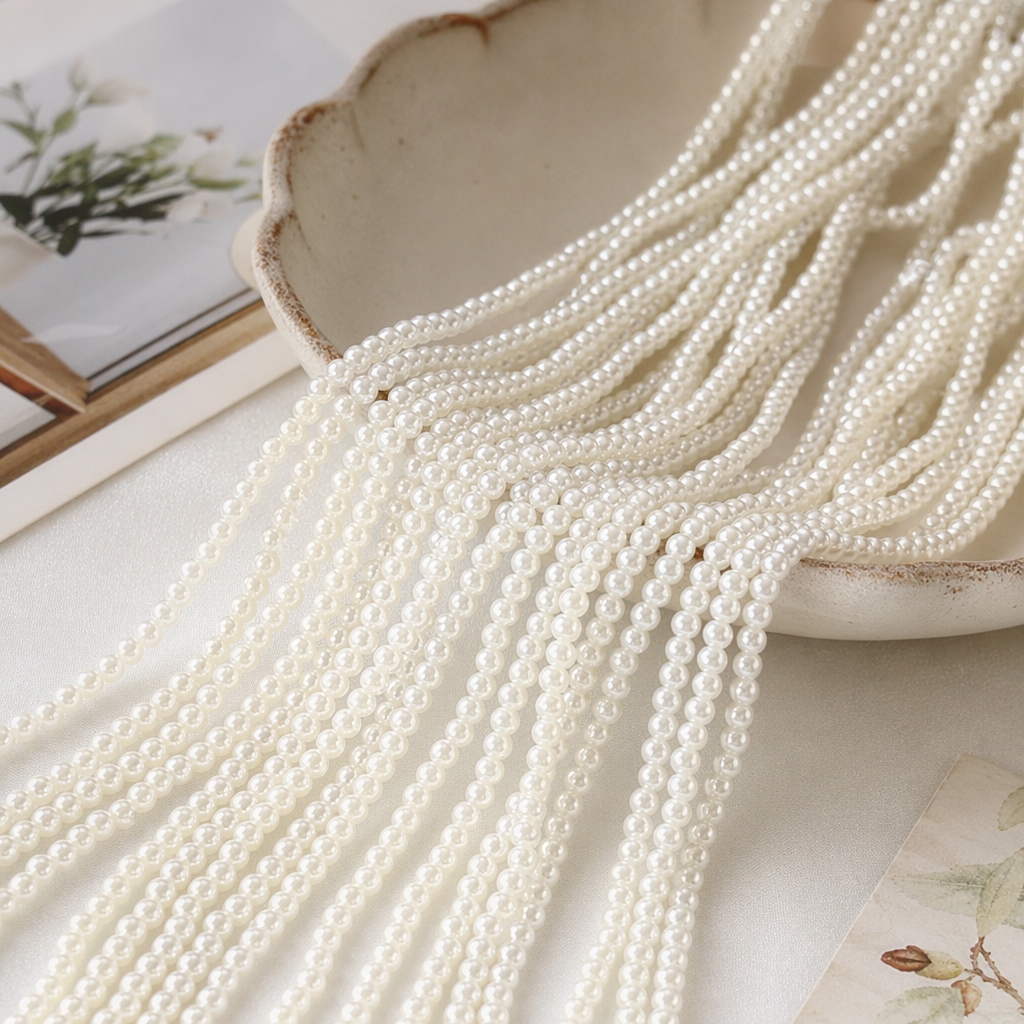 The off-white pearl string necklace is an elegant and versatile natural freshwater pearl accessory for ladies details Picture