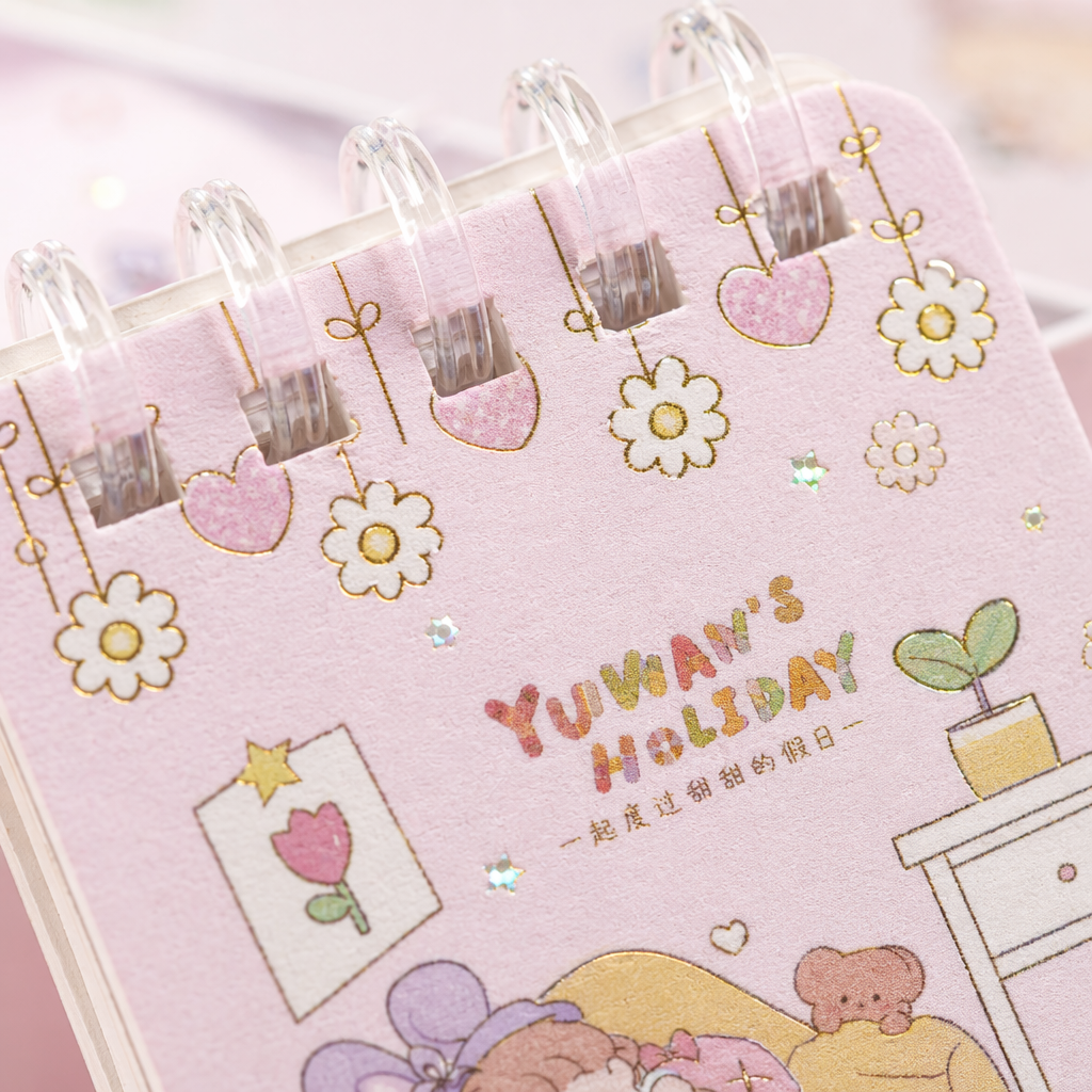 Pink cartoon spiral notebook A5 120-page tear-off student notepad Application Scenario