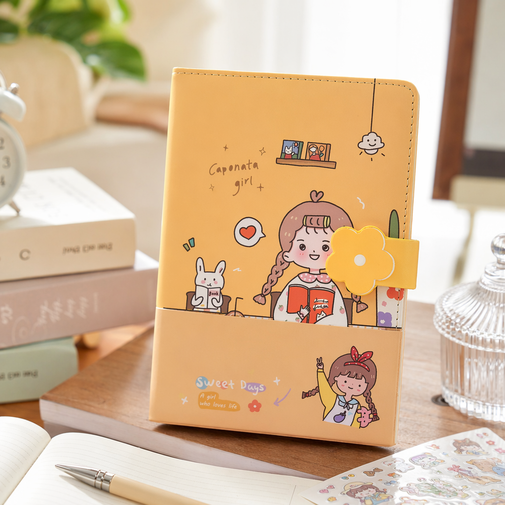 黄色卡通笔记本 A5加厚内页简约学生日记本 details Picture