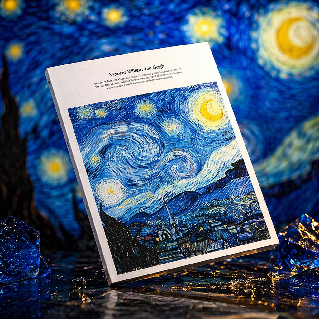 A simple and artistic notebook featuring Van Gogh's starry Night paintings Specification image