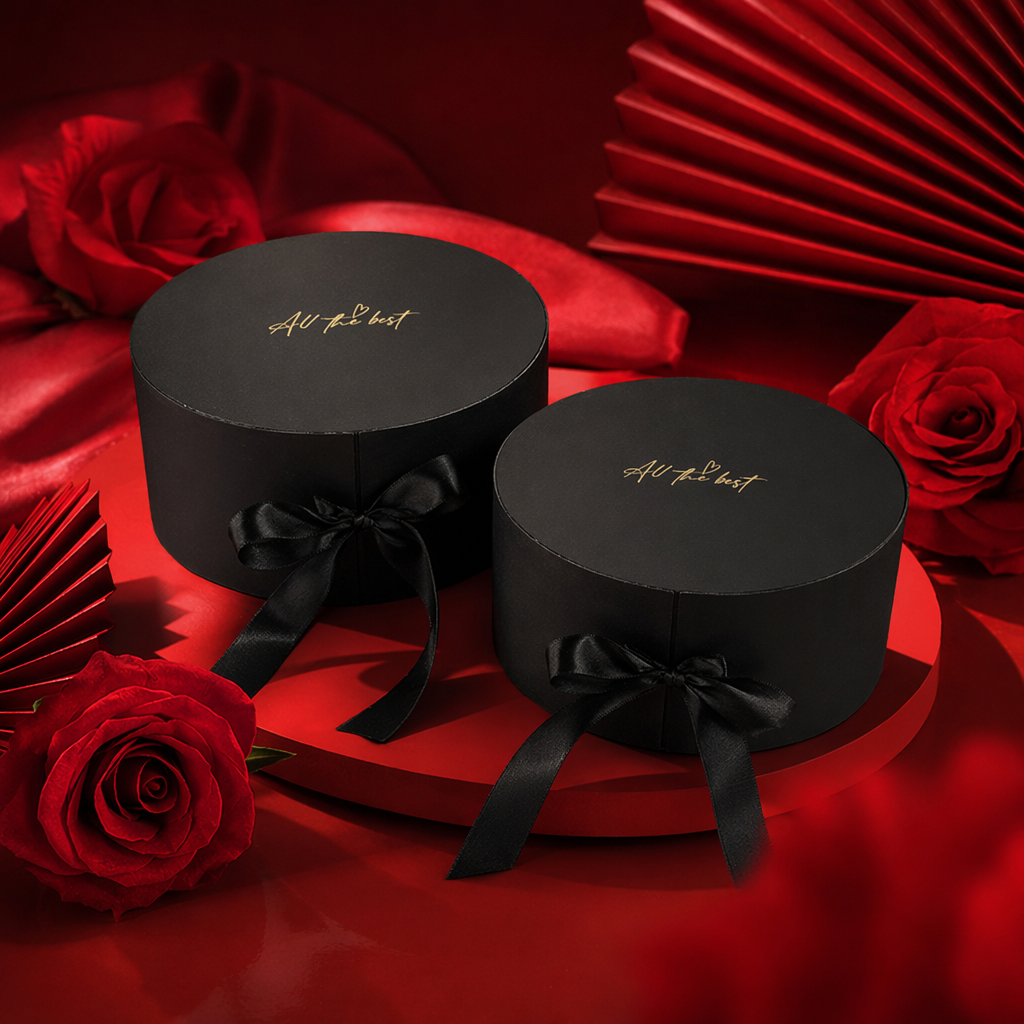 Black cylindrical gift box, simple and elegant festival gift packaging box Specification image