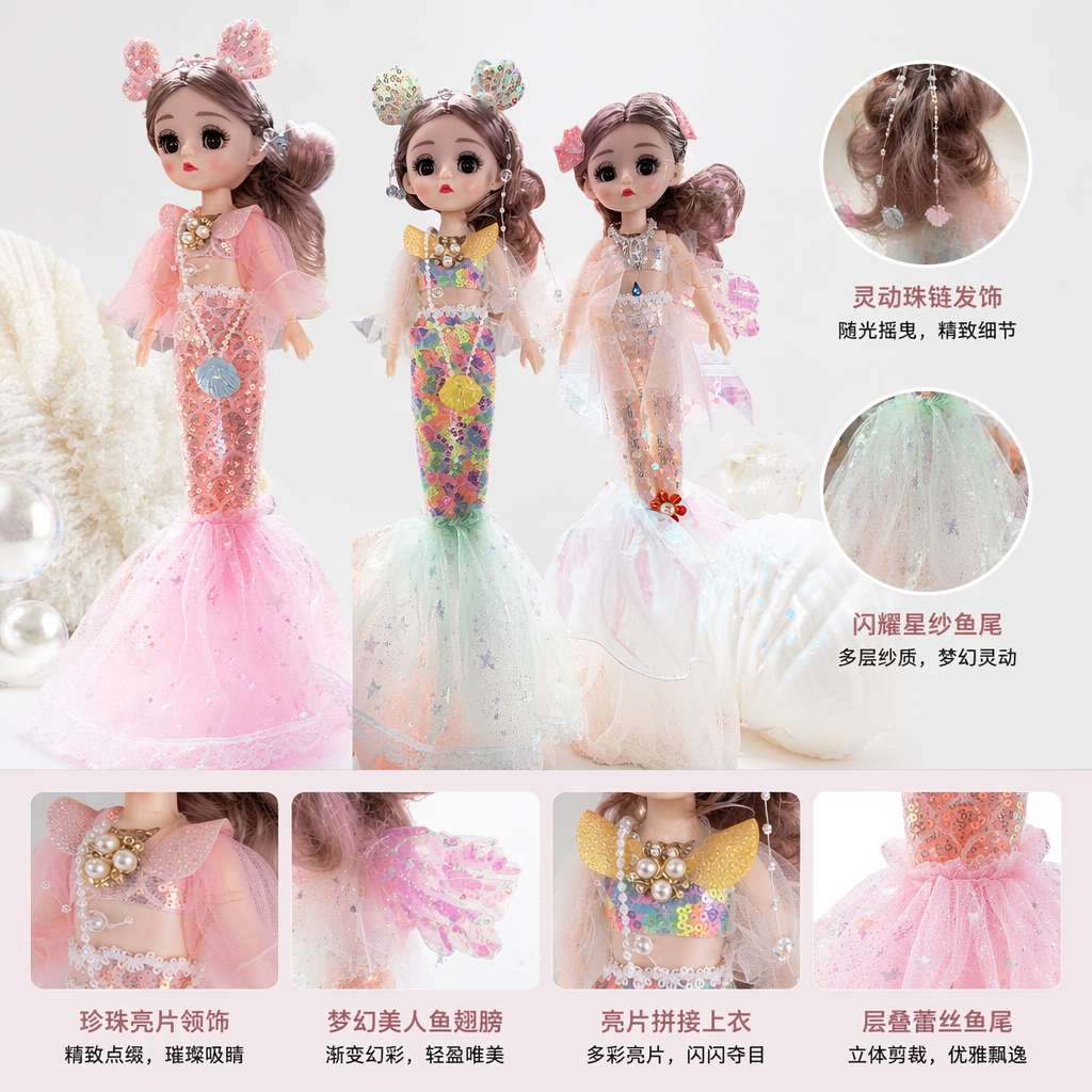 彩色亮片娃娃裙 女童闪亮派对连衣裙