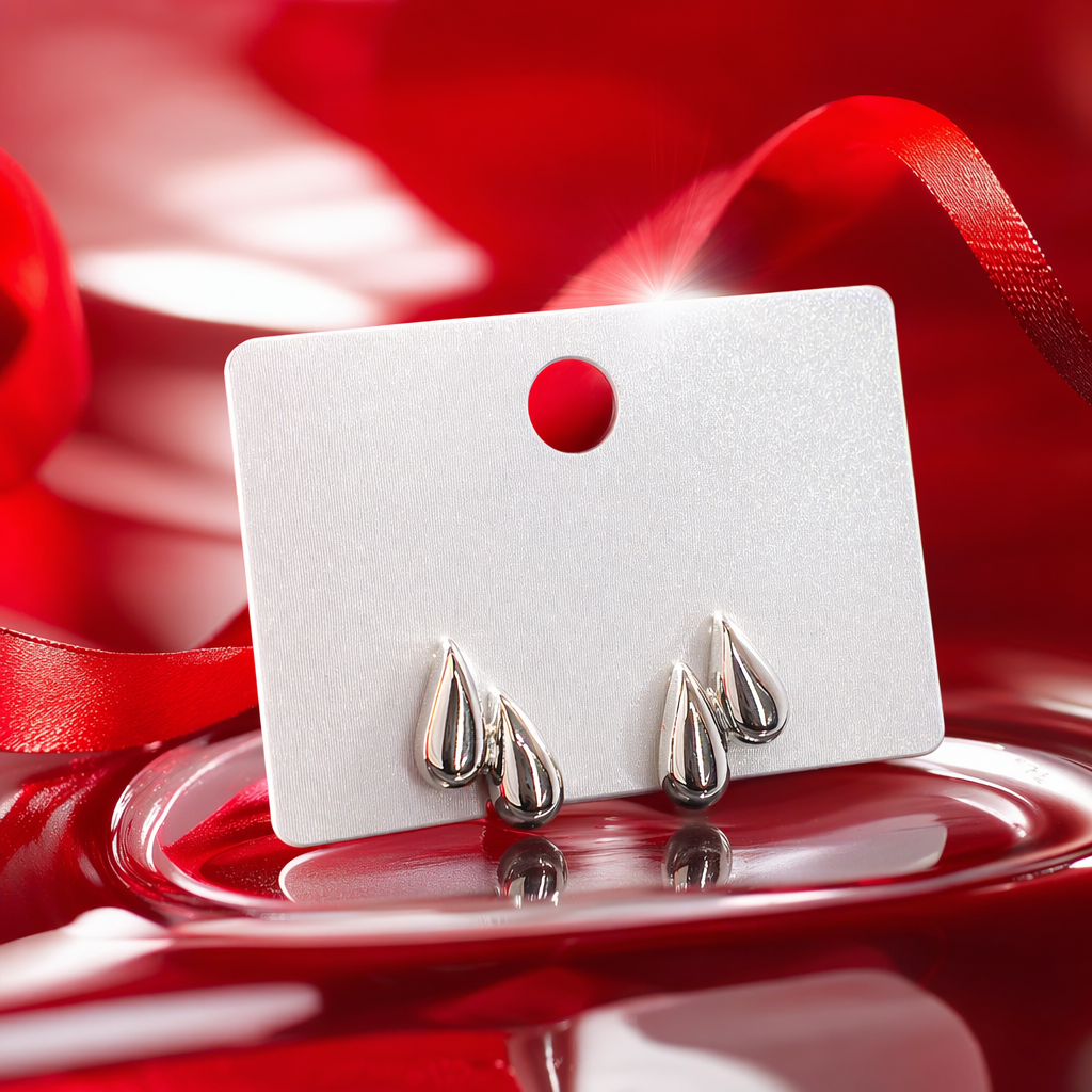 Silver teardrop-shaped ear studs are fashionable, simple and versatile earrings Specification image