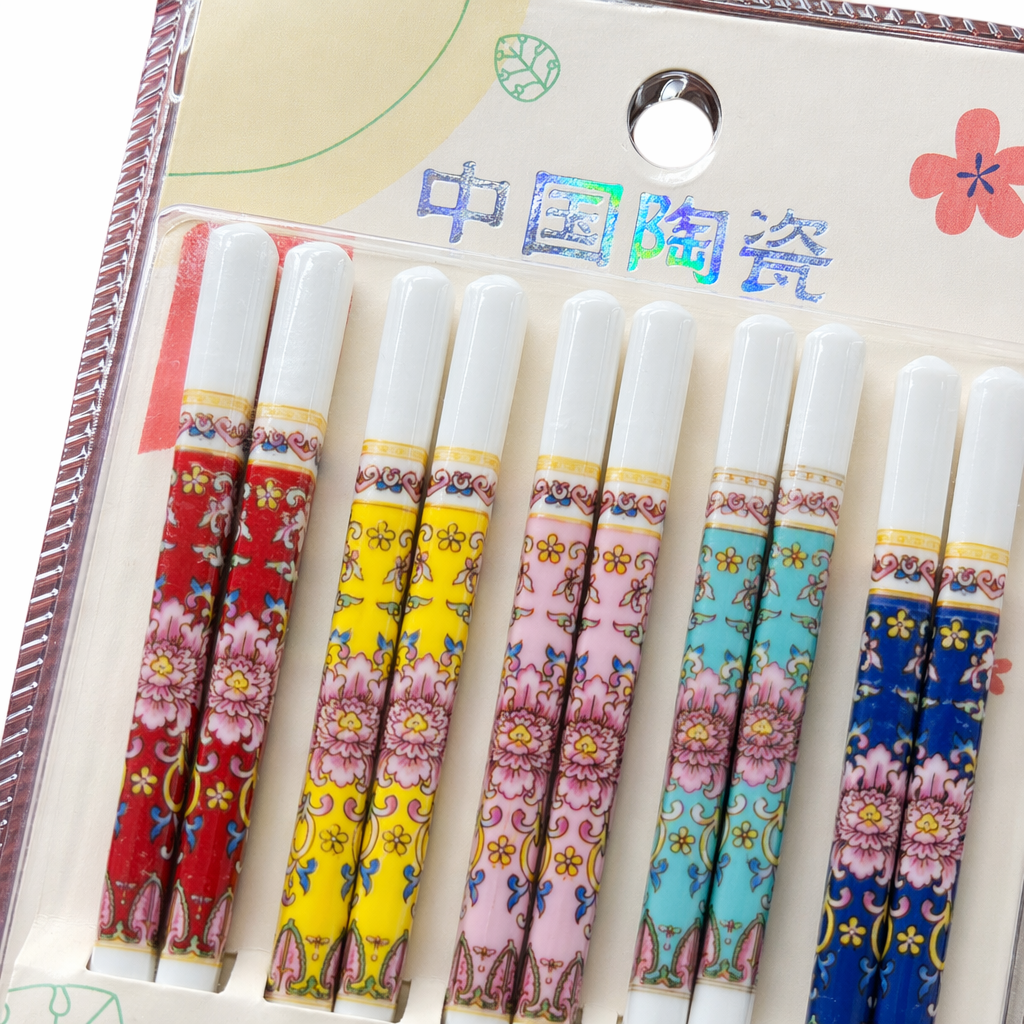 Colorful ceramic chopsticks set: Household anti-slip, high-temperature resistant and environmentally friendly tableware Application Scenario