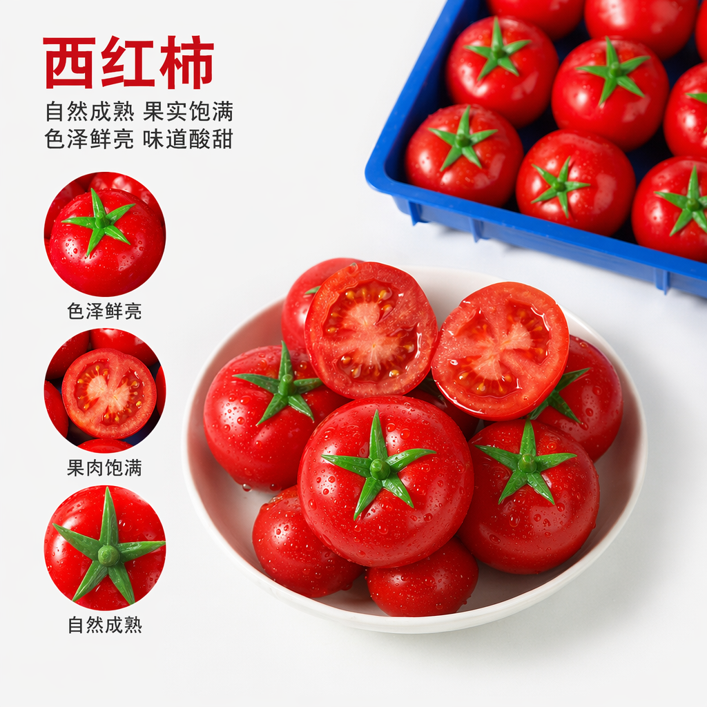 红色西红柿 新鲜采摘 有机种植 大果饱满 脆嫩多汁