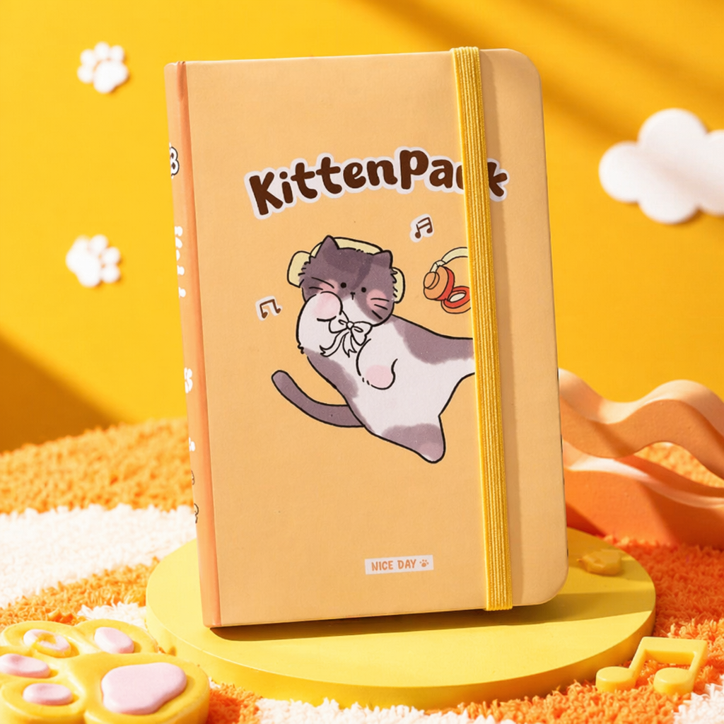 橙色封面猫咪图案笔记本简约文艺学生手账本 Specification image
