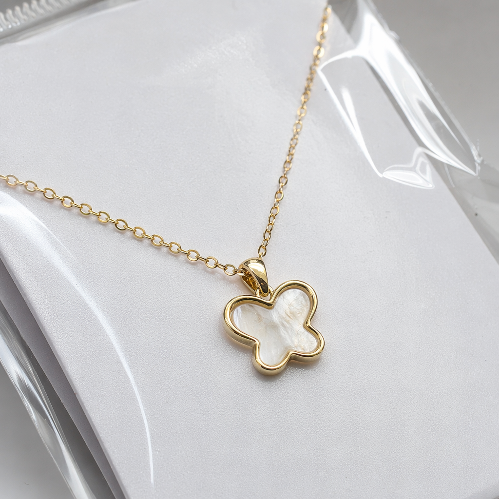 The golden butterfly pendant necklace is wrapped in a white card and sealed in a transparent plastic bag Application Scenario