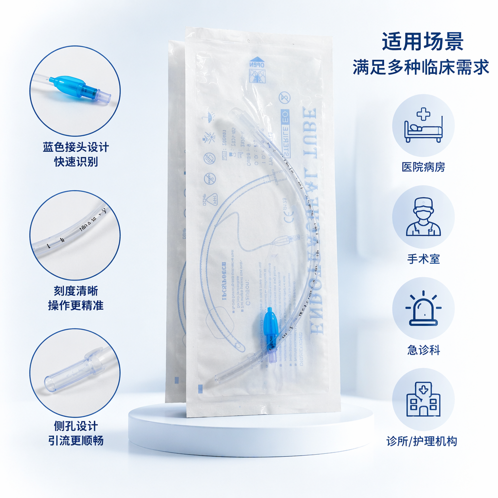 Special transparent plastic packaging bags for pet catheters are aseptically and independently packaged