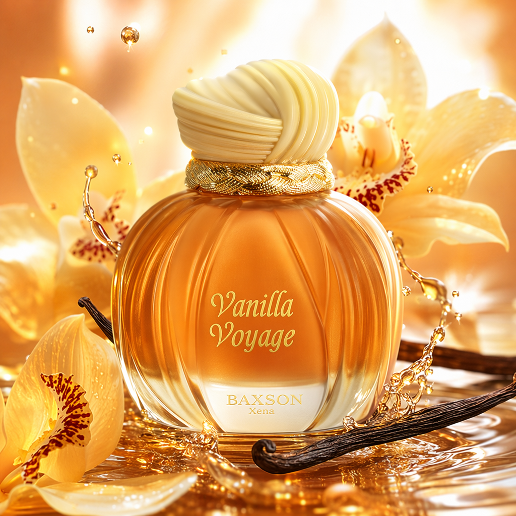 Beige pleated cap amber glass perfume bottle, capacity 50ml Specification image