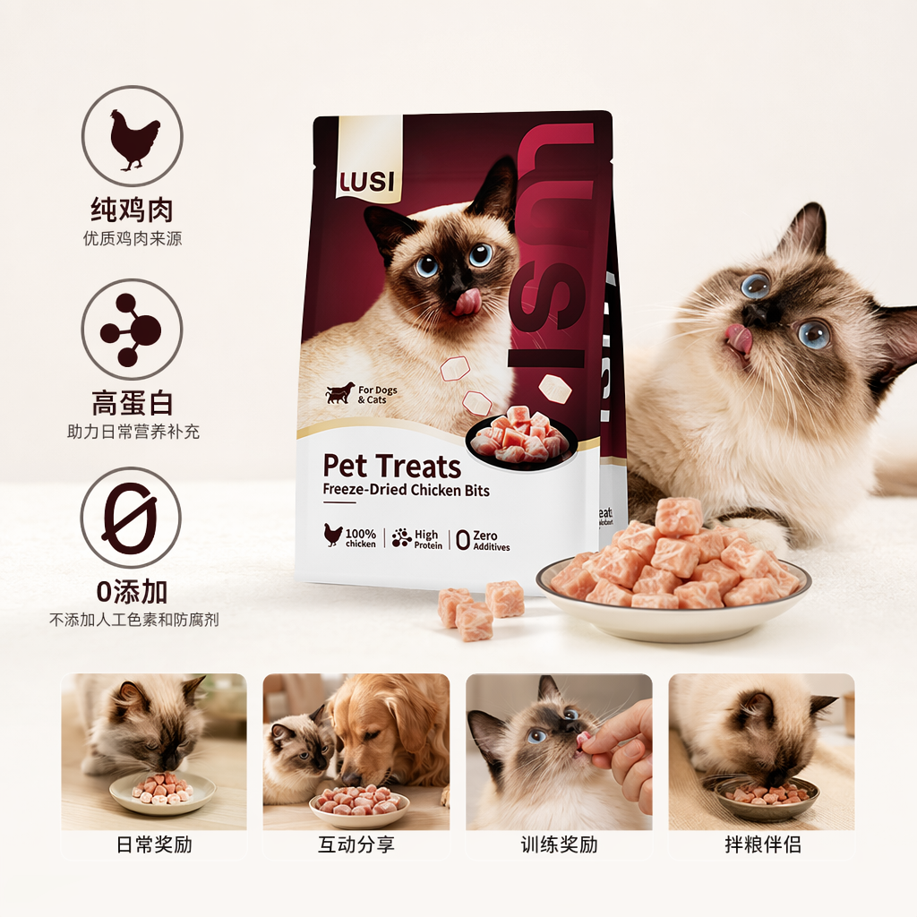深红色背景猫脸白色底色包装袋