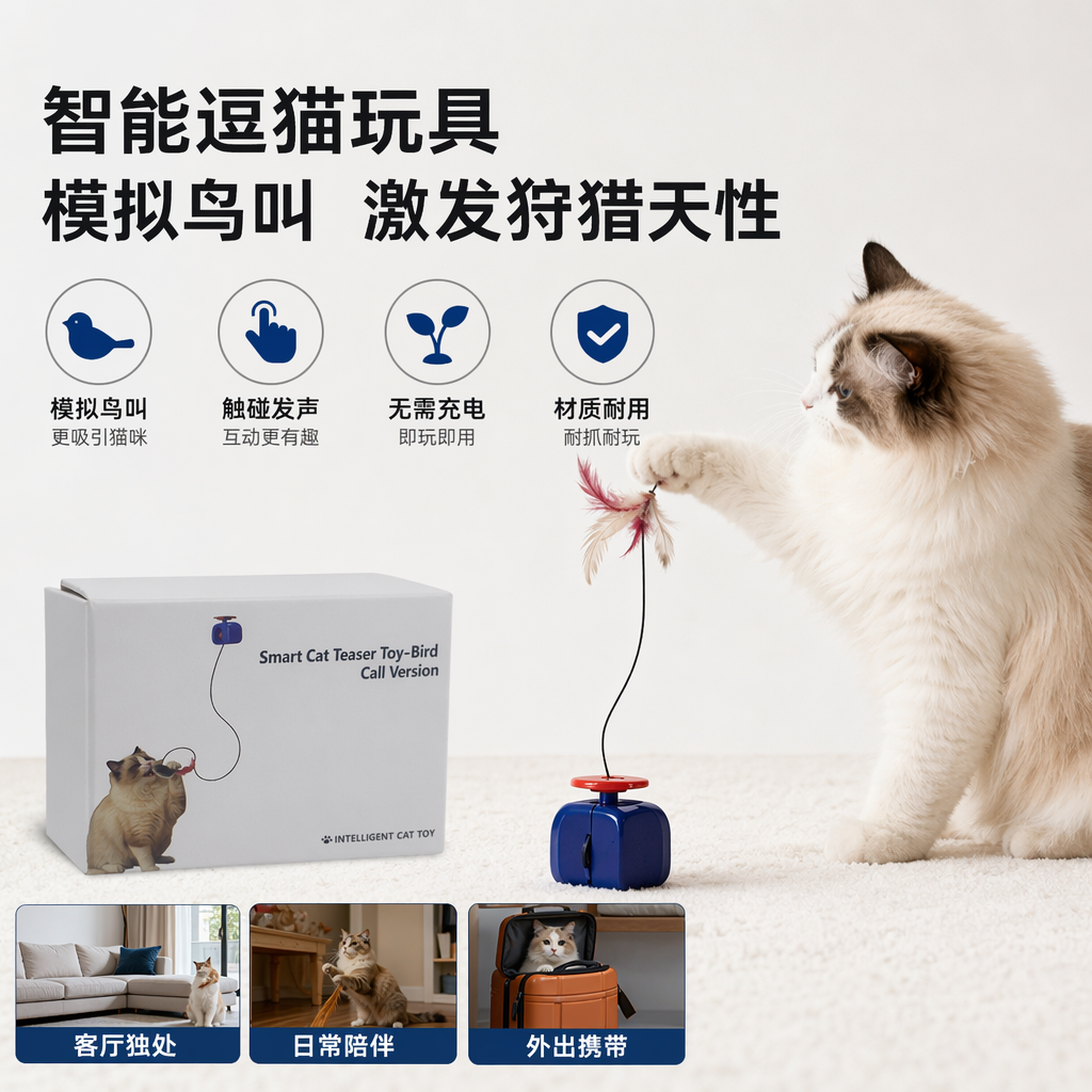 White packaging box cat toys, cat teasing sticks, interactive and educational pet toys