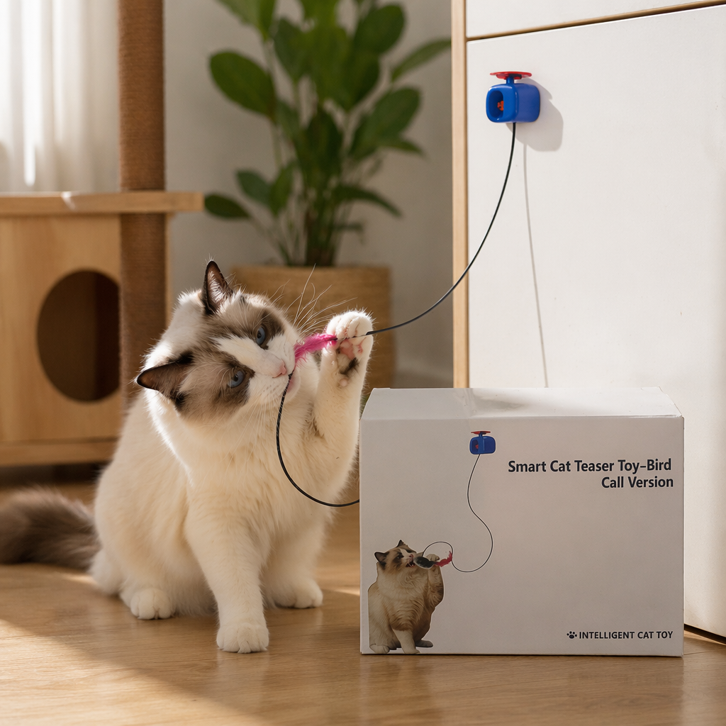 White packaging box cat toys, cat teasing sticks, interactive and educational pet toys details Picture