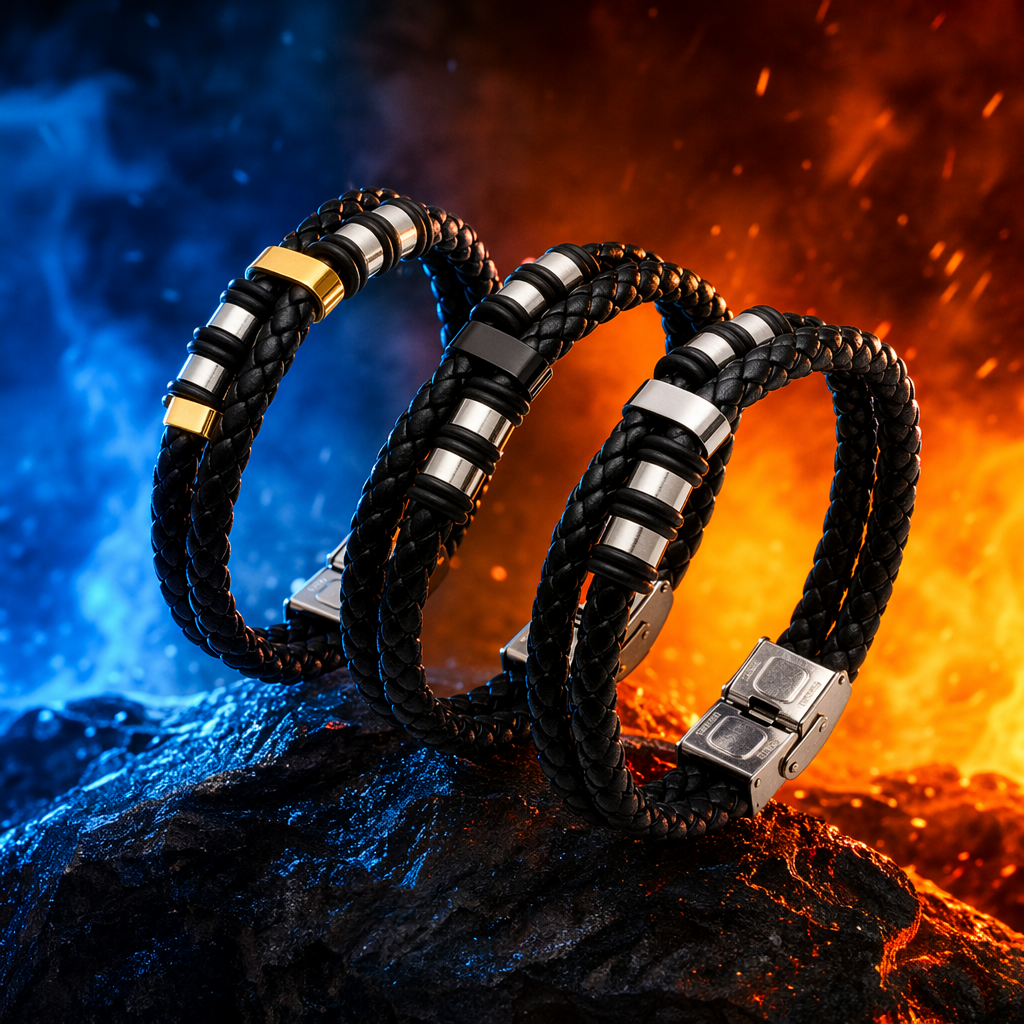 The black woven rope bracelet with a metal decorative clasp is fashionable and simple, suitable for both men and women Specification image