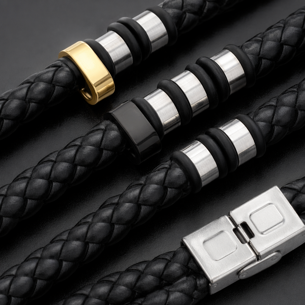 The black woven rope bracelet with a metal decorative clasp is fashionable and simple, suitable for both men and women Application Scenario