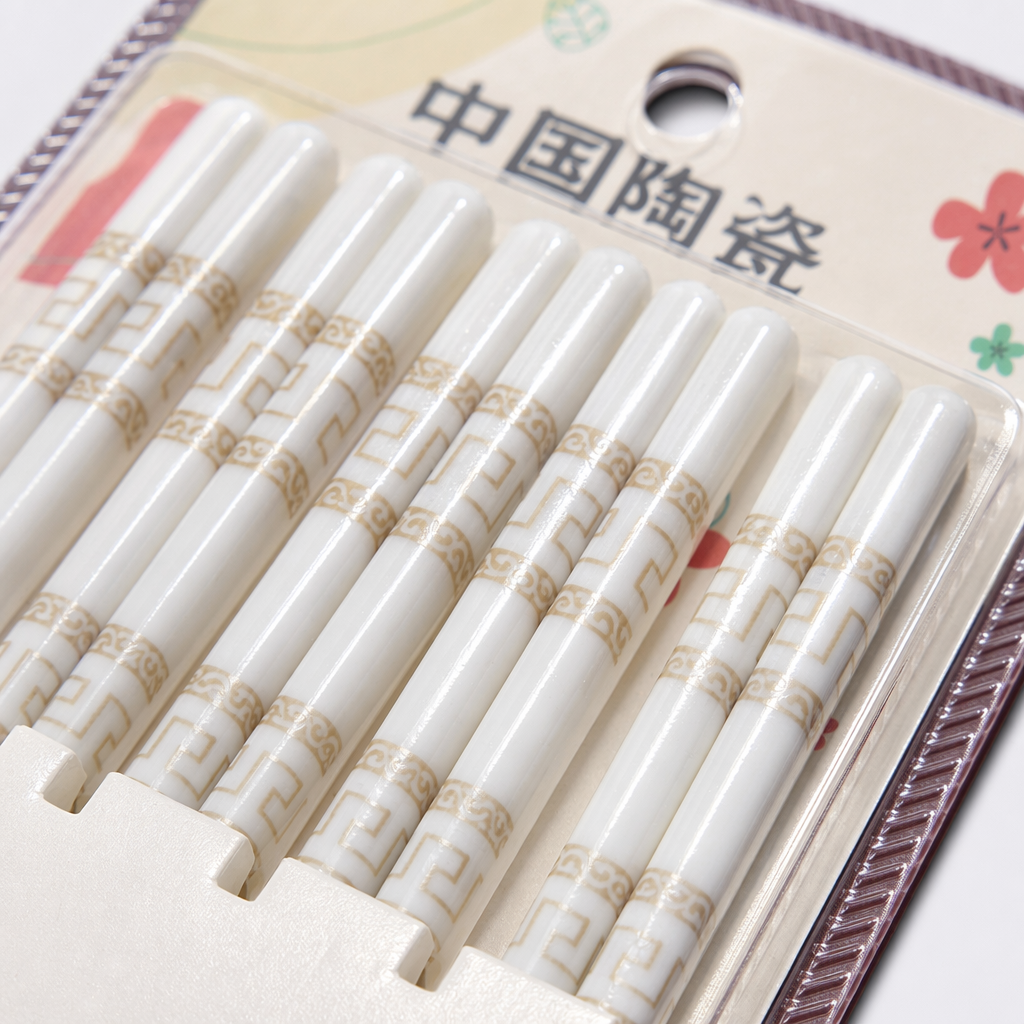 White ceramic chopsticks set, home anti-slip, high-temperature resistant and simple style tableware gift box Application Scenario