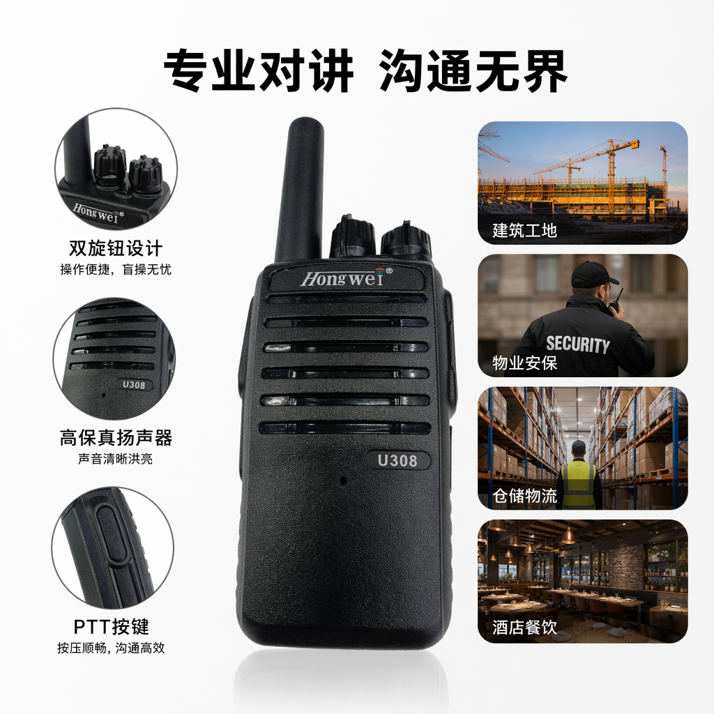 鸿威U308黑色对讲机 金属机身 超远距离 4G全网通 户外作业专用图