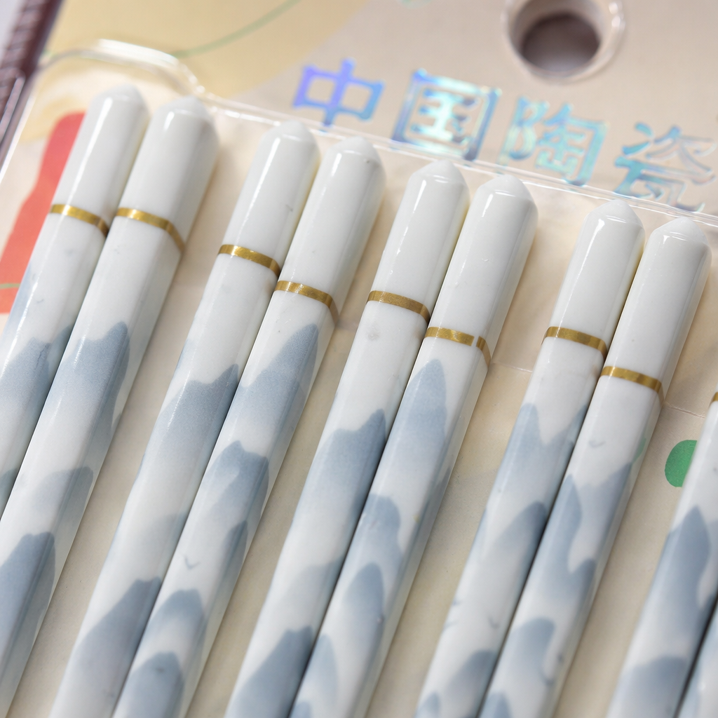 White ceramic chopsticks set, exquisite anti-slip household eco-friendly tableware gift box Application Scenario