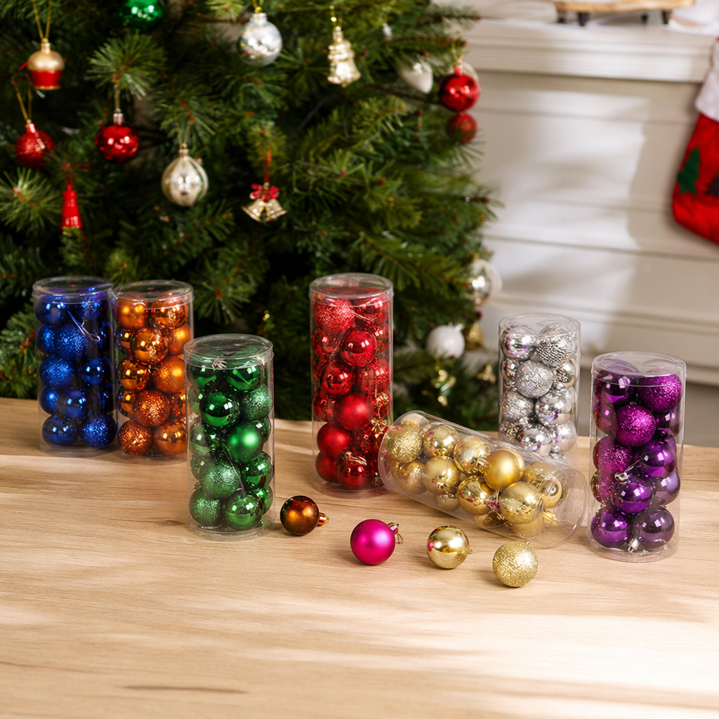 Colorful Christmas ball decorations, festive atmosphere hanging ornaments, glass and metal texture details Picture