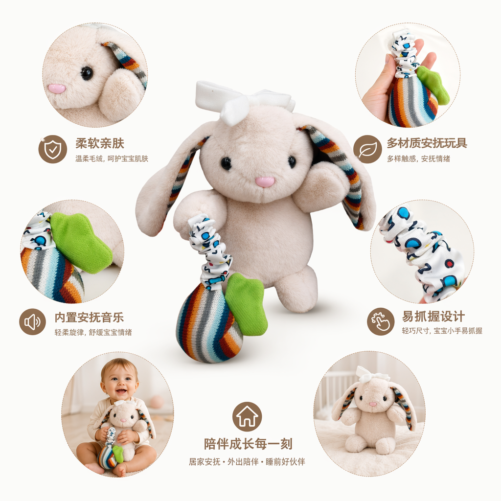 白色毛绒兔子玩具可爱软萌抱枕毛绒玩偶送礼优选