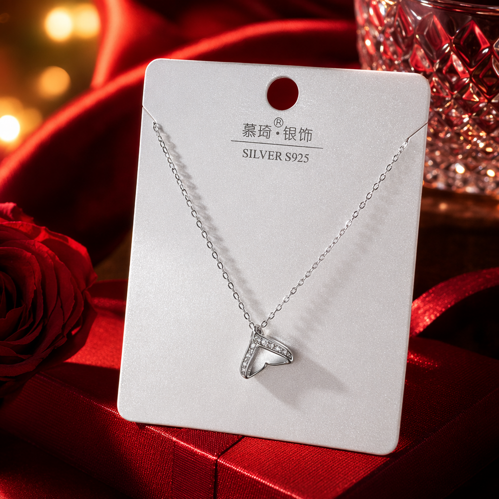 Silver whale tail pendant necklace, fashionable, simple and versatile, long collarbone chain Specification image