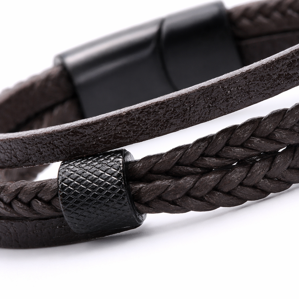 A brown woven leather bracelet is a simple, fashionable and versatile accessory for women Application Scenario