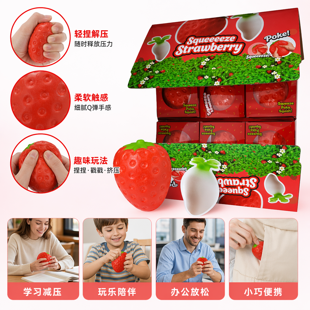 红色草莓主题玩具包装盒 可爱少女心礼品盒 适配小玩具