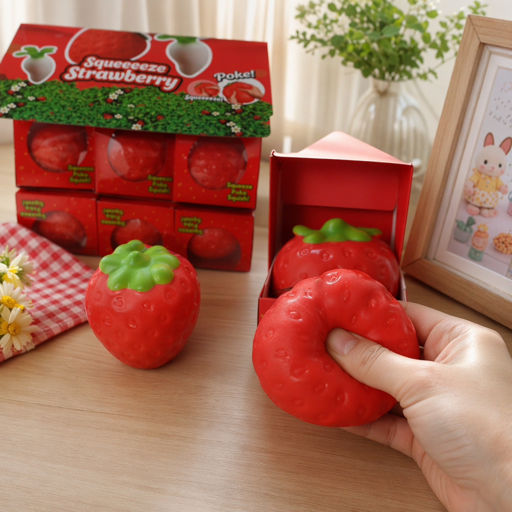 Red strawberry-themed toy packaging box, cute and girlish gift box, suitable for small toys details Picture