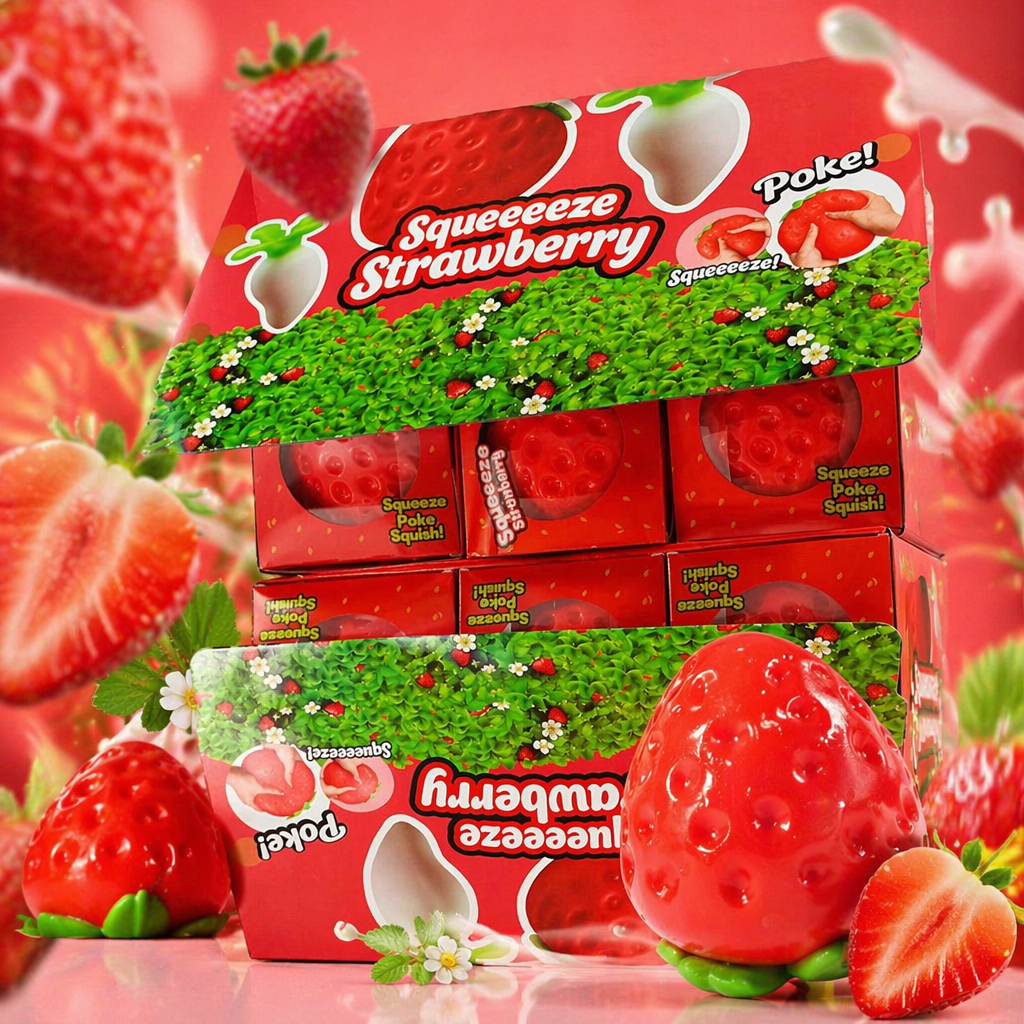 Red strawberry-themed toy packaging box, cute and girlish gift box, suitable for small toys Specification image