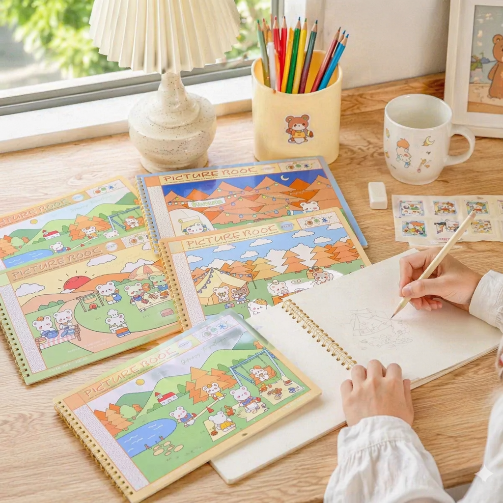Color spiral-bound picture book, A4 thickened paper, children's drawing book, exercise book details Picture