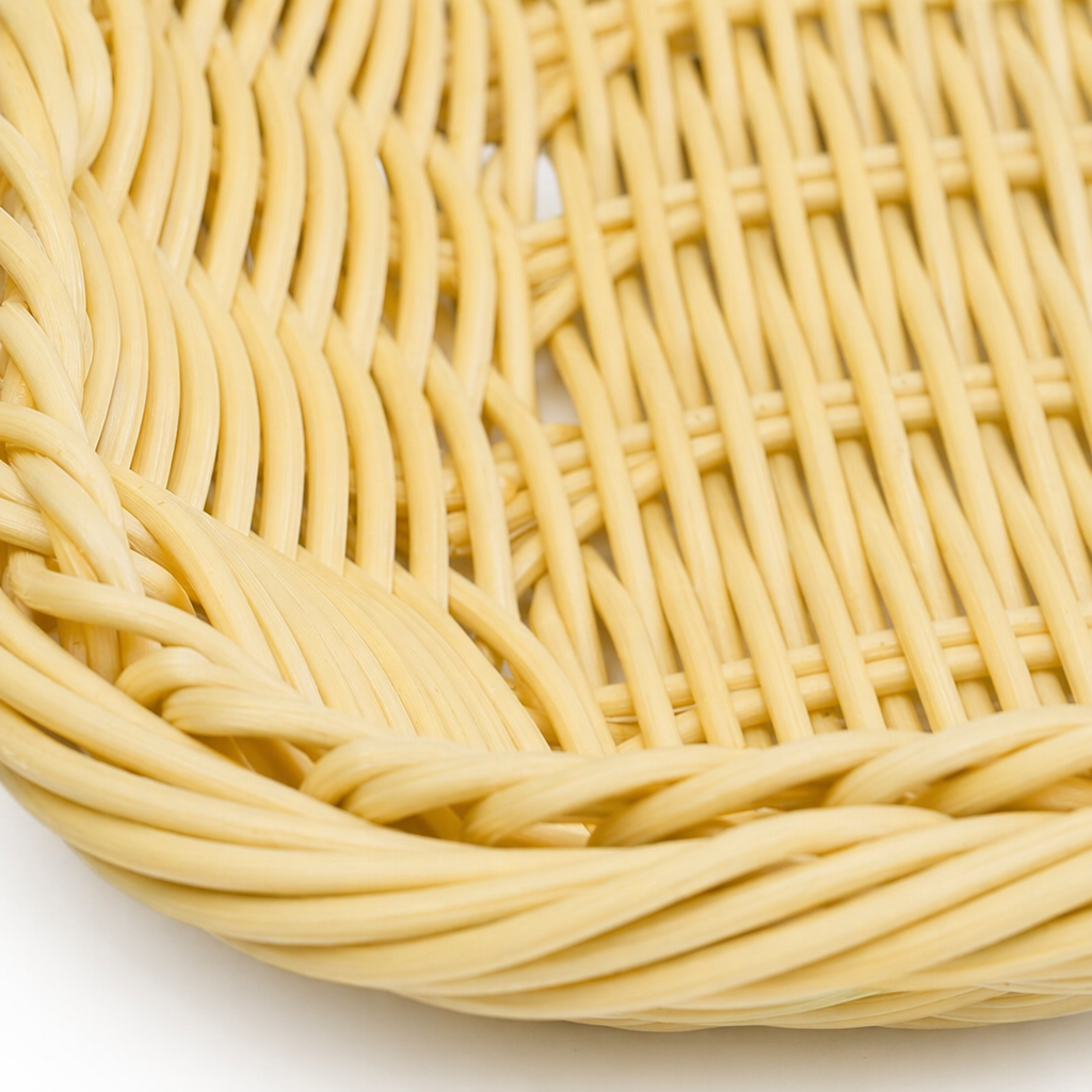 Yellow woven basket, home storage basket, living room and bedroom storage basket, hand-woven in rattan style Application Scenario