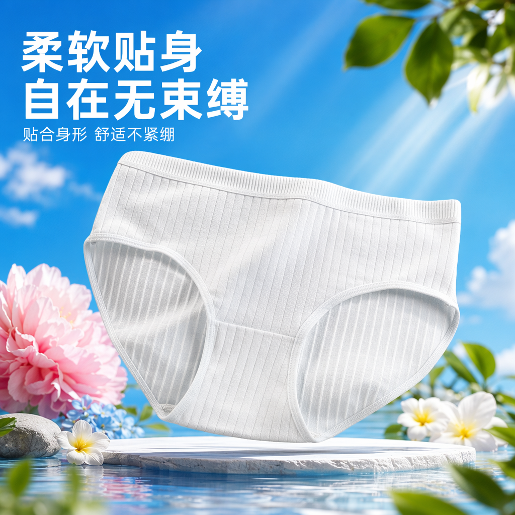 Women's high-waisted comfortable triangular underwear with a feminine design Specification image