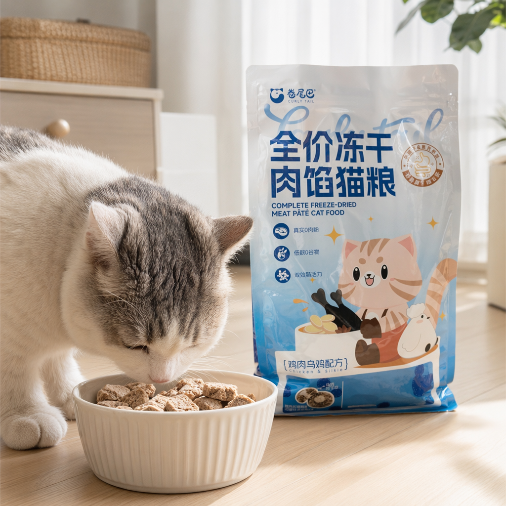 Full-price freeze-dried chicken, black-bone chicken formula, rolled tail bagged grain-free high-protein cat food, balanced nutrition details Picture