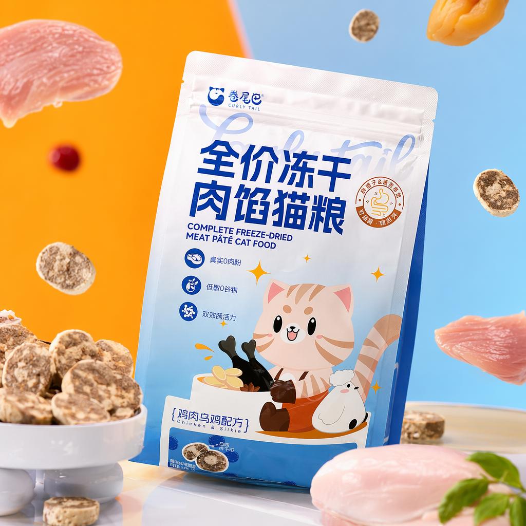 Full-price freeze-dried chicken, black-bone chicken formula, rolled tail bagged grain-free high-protein cat food, balanced nutrition Specification image