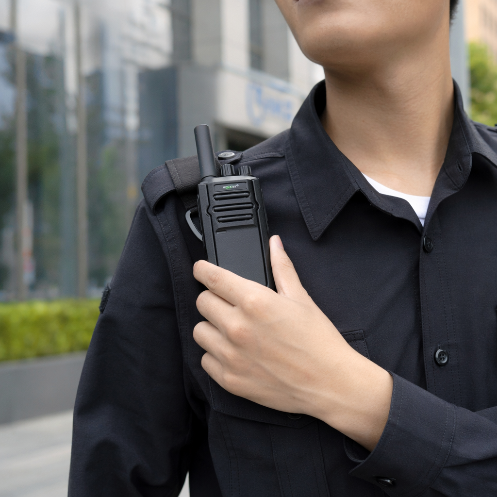 The Soundpad A13 black walkie-talkie with a metal body offers an extremely strong signal, specifically designed for outdoor construction site patrols details Picture