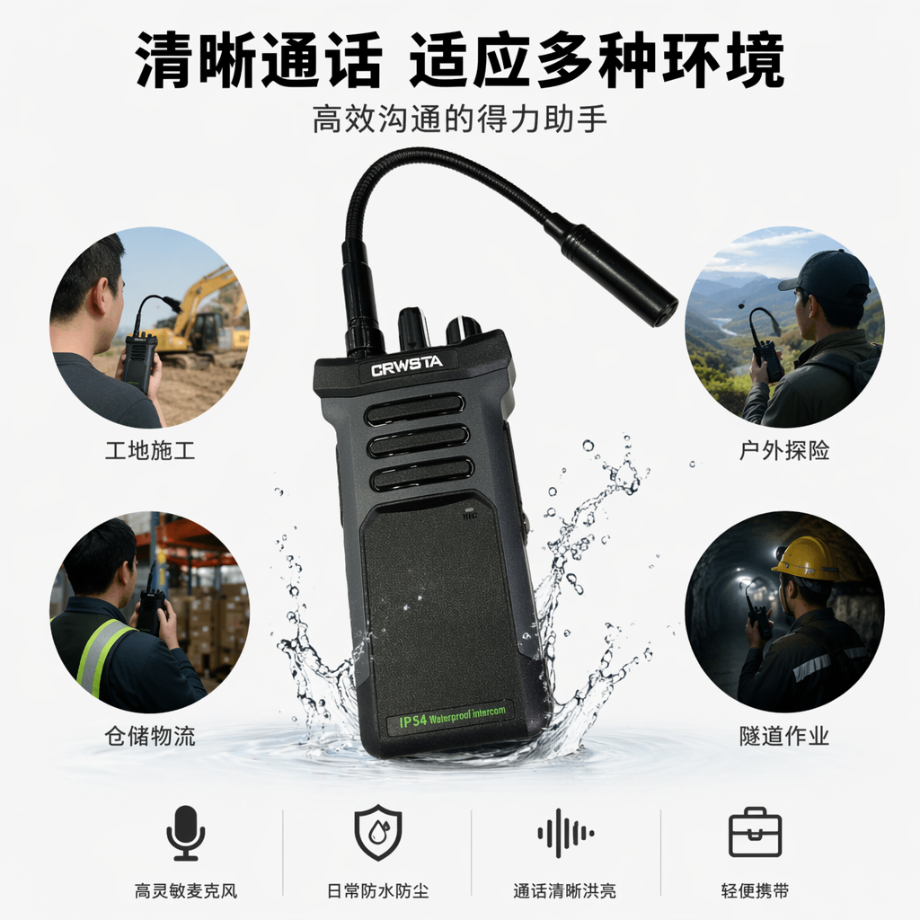 冠星GX-8200黑色对讲机带柔性麦克风臂 专业无线通讯设备图
