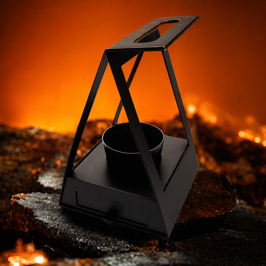 Black geometric-shaped display stand with a metallic texture, simple and modern home desktop storage stand Specification image