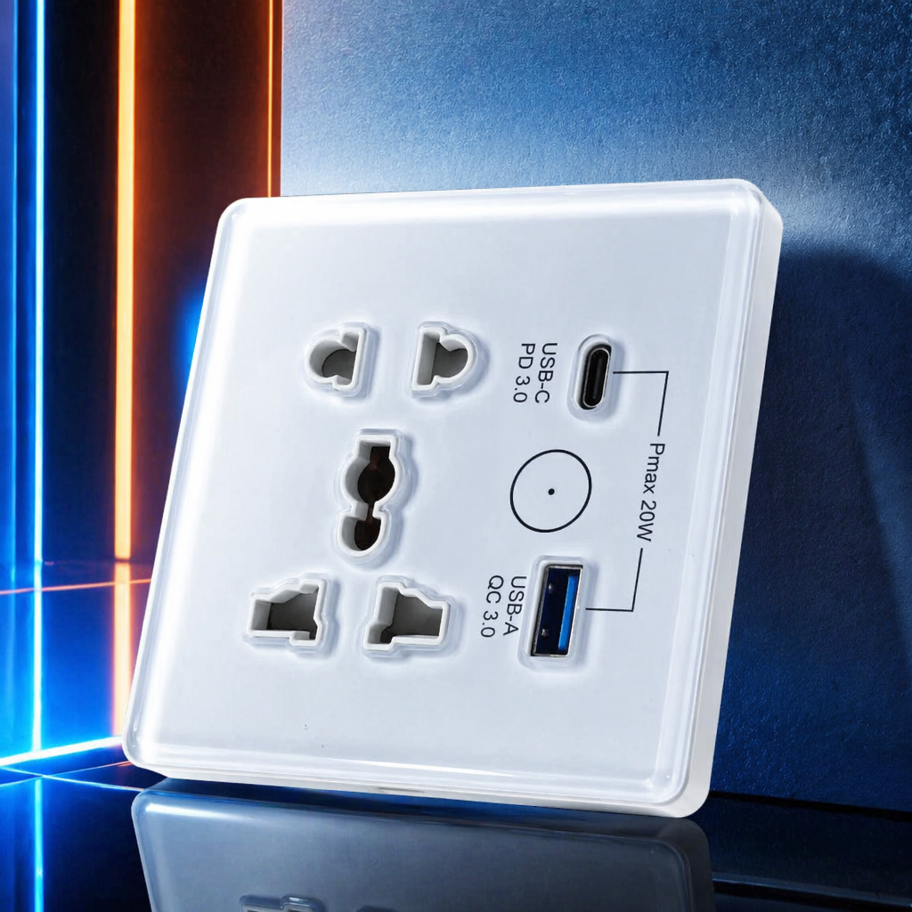 LINIER多功能5孔USB+C智能开关 家用墙壁插座 支持易微联，HomeKit， matter，米家等 details Picture