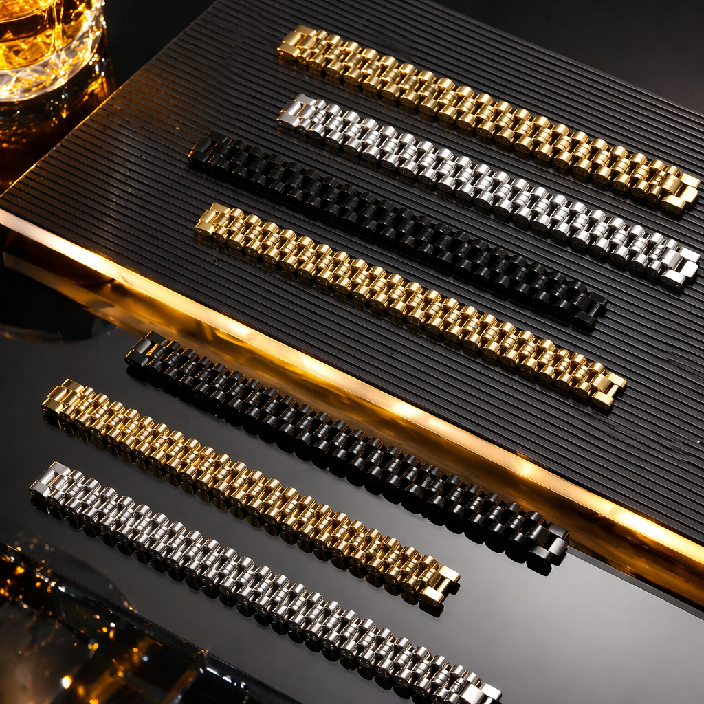 A simple and versatile titanium steel crystal handcrafted men's bracelet Specification image