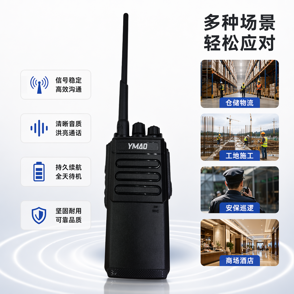 Yaomao YM-U12 black walkie-talkie wireless communication handheld walkie-talkie device is waterproof and shockproof for long-distance communication